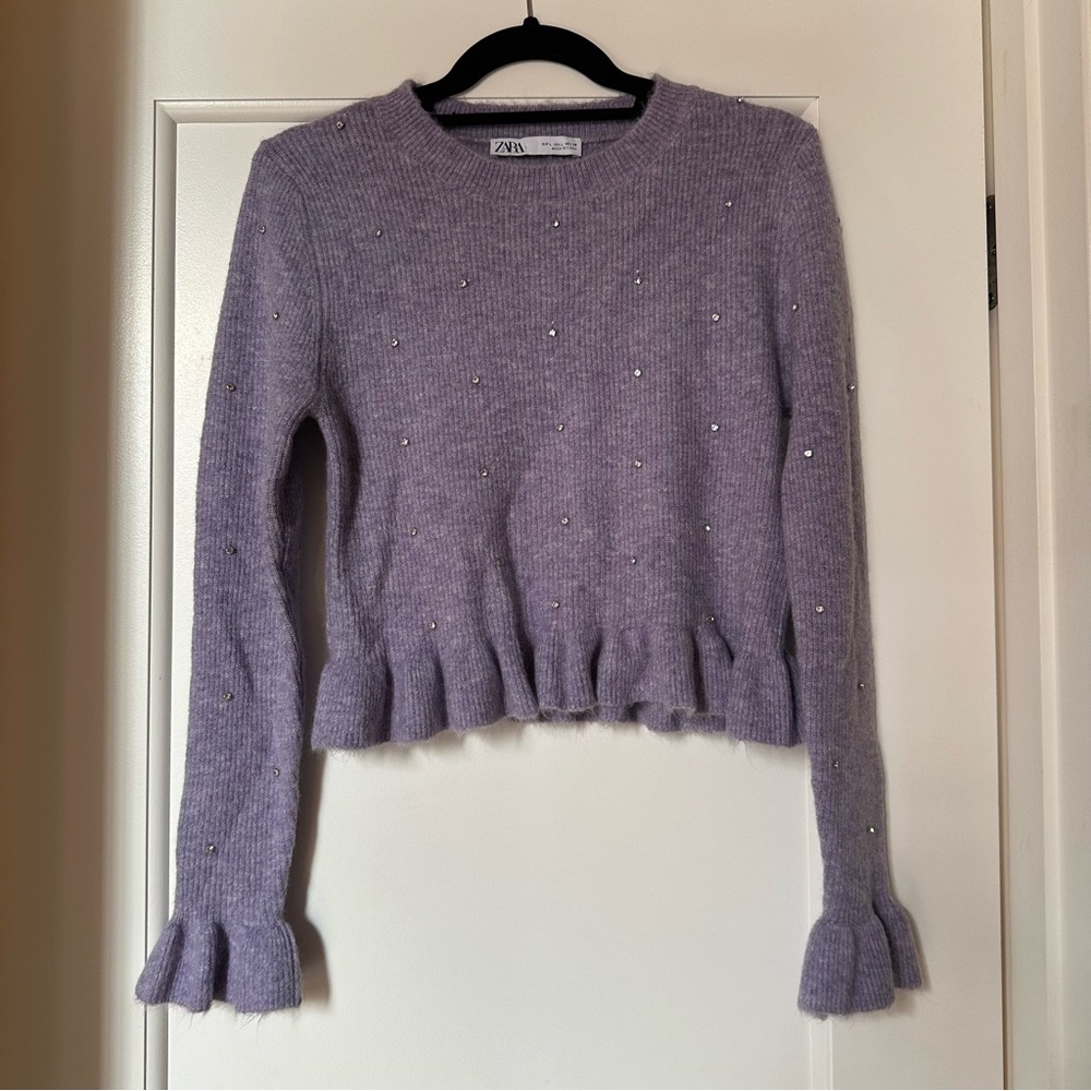 Zara Purple Rhinestone Sweater